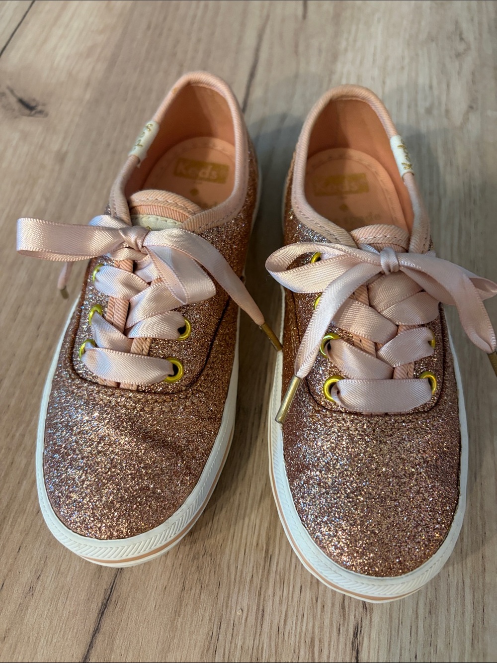 KEDS X KATE SPADE TODDLER GIRLS CHAMPION GLITTER SNEAKERS ROSE GOLD SIZE 9.5